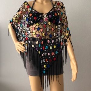 Crochet beaded poncho